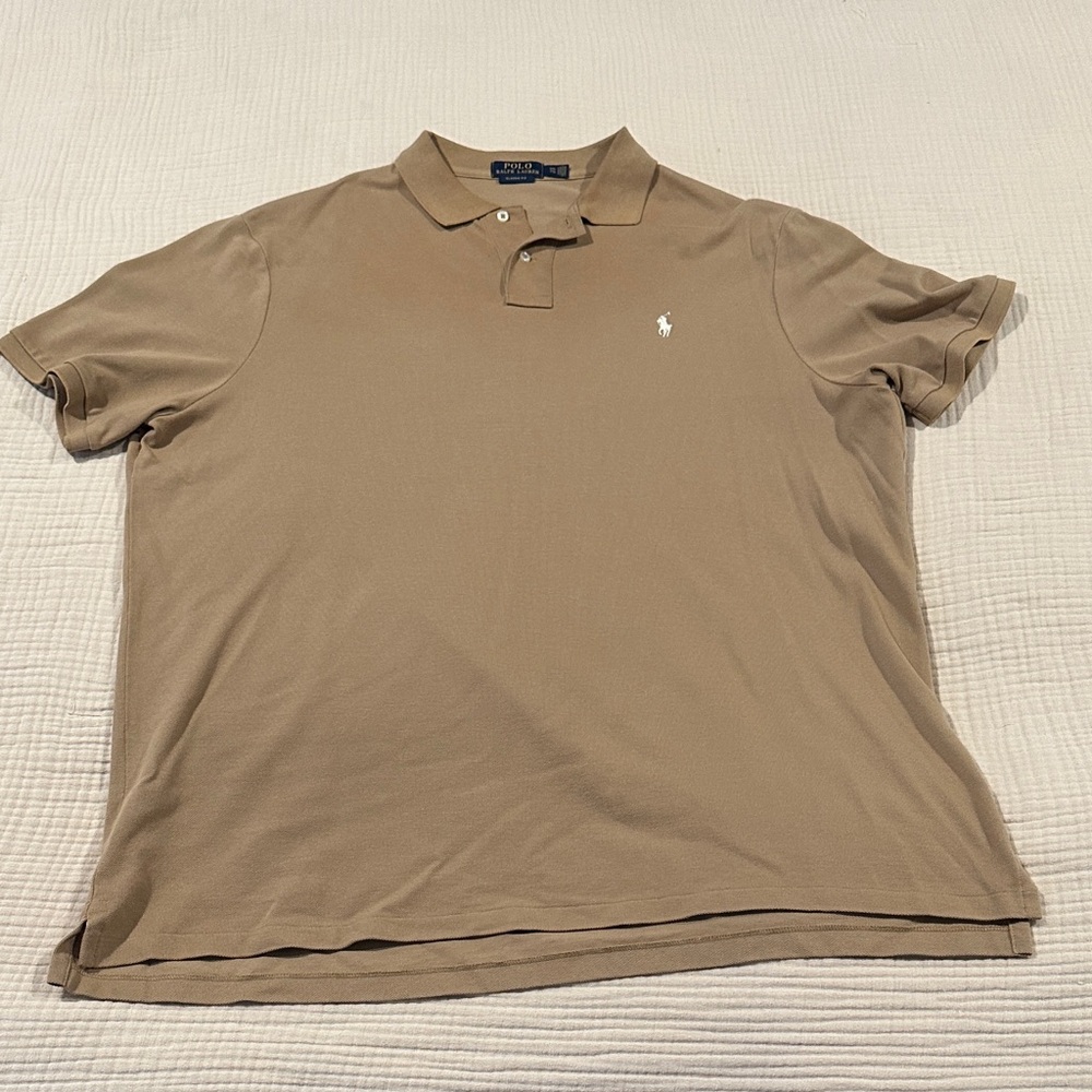 Polo by Ralph Lauren Men's Classic Khaki Brown Polo Shirt XXL Classic Fit